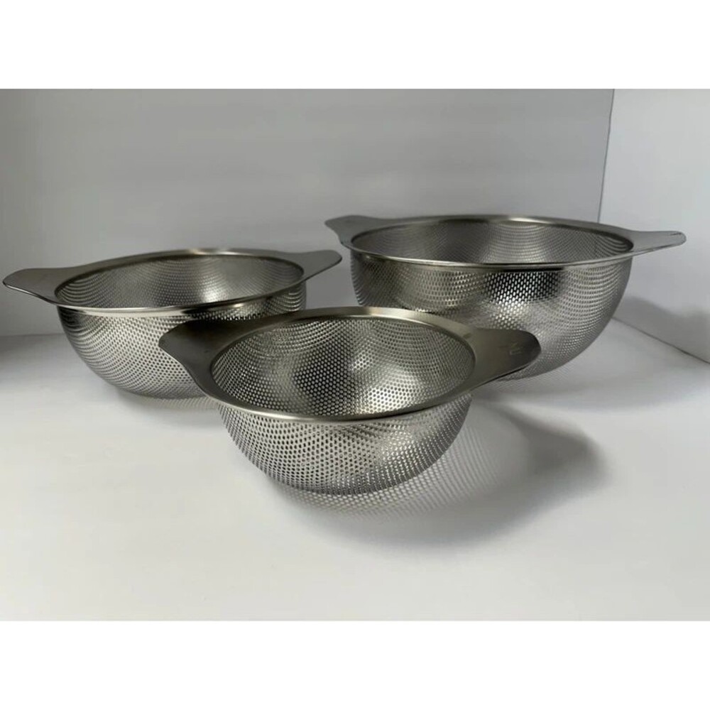 Stainless Steel Colander Strainer NestingnSet MIU 3-Piece 18/8